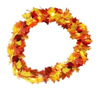 Couronne D'automne Avec Des Lumières | Résistant Aux Intempéries | PP Matériau | Garland D'automne | Décor De Couronne De Feuilles D'érable | Design Élégant | Pour Thanksgiving Harvest Halloween Chris
