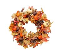 Couronne d'automne, couronne d'automne pour porte d'entrée, couronnes d'automne avec baies de citrouille, pommes de pin, feuilles d'érable, couronnes d'automne pour Thanksgiving, festival de récolte