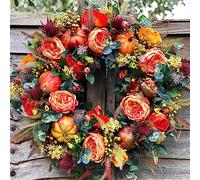 Couronne d'automne, couronne d'Halloween, citrouille, porte , porte d'automne, couronnes d'automne pour porte d'entrée, Noël, décorations