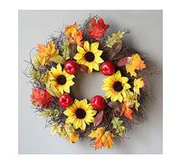 Couronne d'automne Couronne d'halloween, Couronne de récolte d'automne avec Feuilles d'érable artificielles Couronne de récolte d'automne pour Porte d'entrée Jour de