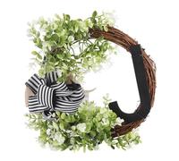 Couronne d'automne créative de 36 cm pour porte d'entrée de Noël avec nœud 26 lettres pour jardin, extérieur, maison, couronnes pour Thanksgiving, Halloween, Noël, décoration d'automne
