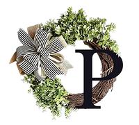 Couronne d'automne créative de 36 cm pour porte d'entrée de Noël avec nœud 26 lettres pour jardin, extérieur, maison, couronnes pour Thanksgiving, Halloween, Noël, décoration d'automne