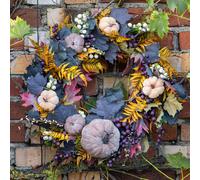 Couronne d'automne Feuilles de vigne et raisins Ø60cm - Vignes artificielles Couronne décorative pour table & mur