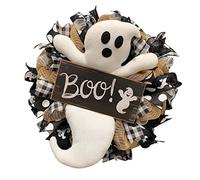 Couronne d'automne, Halloween Ghost Wreath Automn Boo Wearth avec Une Jolie Porte de poupée Suspendue Couronne de Bienvenue