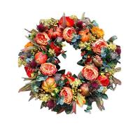 Couronne d'automne pour porte d'entrée, automne artificiel 45 cm citrouilles artificielles pommes de pin baies feuille d'érable couronne de porte décoration Halloween Thanksgiving jour de Noël