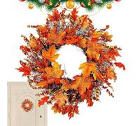 Couronne d'automne pour porte d'entrée | Couronne d'automne artificielle de 45 cm | Baies d'érable | Décoration d'intérieur et d'extérieur pour Thanksgiving, récolte, fête de mariage, intérieur ou