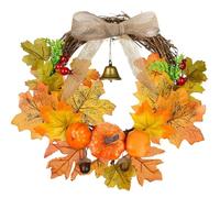 Couronne d'automne pour Porte D'entrée, Couronne d'automne Artificielle De, Couronne De Porte d'automne, 30cm Couronne d'automne, Citrouilles Et Feuilles D'Érable pour La Décoration Extérieure Ferme