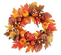 Couronne d'automne pour Porte D'EntréE Couronne De RéColte d'automne avec Une Citrouille De Feuilles De Feuille De Pin pour Les Automnes d'automne De NoëL RéColte L'Automne DéCoration Halloween