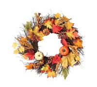 Couronne d'automne pour porte d'entrée, couronnes d'automne avec feuilles d'érable de citrouille pour intérieur ou extérieur, maison pour Thanksgiving (D, 60 cm)