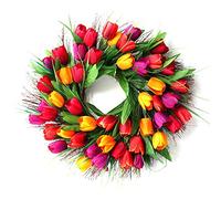 Couronne d'automne Tulipe Artificielle Porte d'entrée Couronne de Fleurs Citrouille Baies Feuilles d'érable fête Mariage noël Halloween décoration Suspendue Couronne de noël