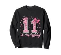 Couronne de 11e Anniversaire avec nœud léopard Rose pour Fille de 11 Ans Sweatshirt