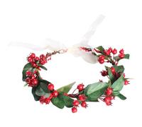 Couronne de baies de Noël, bobine d'émetteur Holly Berry - Guirlande de couronne de cheveux de Noël - Bandeau de festival de baies naturelles vintage fait à la main pour festival de vacances de