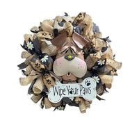 Couronne De Bienvenue Pour Chiot - Essuyez Vos Textes De Pattes | Guirlandes De Porte D'entrée De Taille 16,5 X 16,5 Pouces, Accessoire De Suspension De Cour De Pendaison De Crémaillère, Cerc