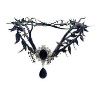 Couronne de bois gothique noire, diadème de fée, couronne de fleurs exquise vintage avec cristal et ruban, couronne de feuilles décoratives pour femmes et filles, diadèmes pour Halloween