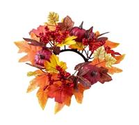 Couronne de bougie d'automne - Couronne de bougie - Décoration de récolte - Feuilles d'érable - Citrouilles - Baies - Guirlande pour ferme, automne, Thanksgiving, Halloween, mariage, centre de table