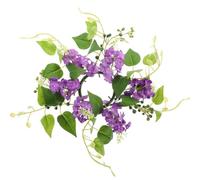Couronne de Bougie de Fleur Artificielle 25x25x8cm, pourpre | Tissu et Plastique, Texture Réaliste, Forme Rustique en Anneau, pour Piliers, Tables, Murs