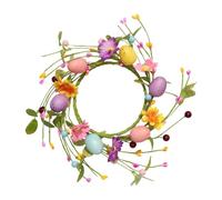 Couronne de Bougie de Pâques de 10,6 Pouces, Guirlande Porte-œufs et Fleurs de Marguerite colorées, Petite Couronne Festive pour Porte d'entrée, Mur, cheminée, Table de Cuisine, Porche, décoration