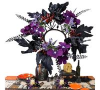 Couronne de bougies bohème pour Halloween - Anneaux de fleurs rustiques pour décorer des colonnes et des bougeoirs de table d'Halloween - Mini décorations parfaites pour les réunions de vacances