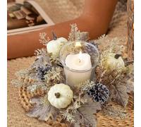 Couronne De Bougies, Couronne d'automne, Anneau De Bougie d'automne, Anneaux De Bougie d'automne Deco, Halloween Citrouille Couronne, Feuilles D'érable Artificielles Porte-Bougie