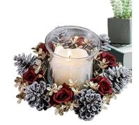 Couronne De Bougies De - Lot De 4 Anneaux De Bougie pour Bougies Piliers, Décoration Florale en Artificielle, Centre De Table De Vacances, Bougeoir Festif d'hiver | pour Cheminée, Ma