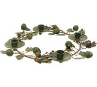 Couronne de bougies en métal aspect laiton, couronne décorative avec des glands, Ø36cm, couronne de l'Avent vintage
