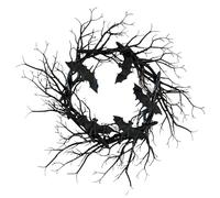 Couronne de Branches Noires Halloween | Couronne Branche Artificielle Noire avec Chauves-souris | Accessoire Gothique Pour Fête Mur Fenêtre Porte Arbre Jardin Cour Patio