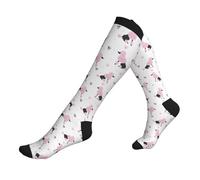 Couronne De Caniche Roses Mignon Chaussettes Haute Course Bas De Compression Randonnée Chaussettes De Compression Pour Entraînement Circulation Fitness 50Cm