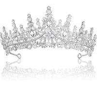 Couronne de carnaval pour femme - Diadème de princesse adulte en argent - Accessoire de mariage, carnaval, anniversaire, fête