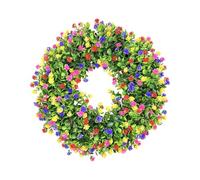 Couronne de chalet colorée de ferme - Couronne printanière durable - Convient pour toutes les saisons, parfaite pour l'intérieur et l'extérieur - Décoration de festival - Vert - 28 cm