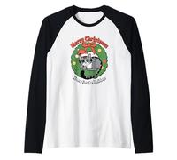 Couronne de Chat de Noël avec Chapeau de Père Noël et fête Amusante Manche Raglan