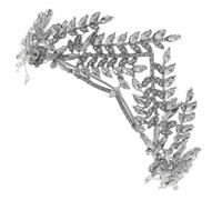 Couronne de Cheveux Baroque en Alliage Argenté, Ornée de Cristaux | Feuillage D’olivier, Finition Inaltérable, Légère et Confortable, pour Chignon, Voile Nuptial, Fêtes, Cosplay