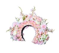 Couronne de cheveux ethnique pour mariée - Couronne de fleurs - Bandeau double face - Accessoire pour cheveux de mariage ou festival
