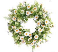 Couronne de chrysanthème artificiel blanc de 40 cm, décoration florale printanière pour porte, mur, table, maison moderne