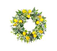 Couronne de Citron Artificielle 18 Pouces, Guirlande de Fruits Printemps-été pour Porte d'entrée, Mur de Ferme, Cuisine, décoration intérieure et extérieure Suspendue
