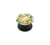 Couronne de Citron Jaune Art Feuilles Vertes Esthétique Florale PopSockets PopGrip Adhésif