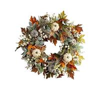 Couronne de citrouille d'automne toute l'année pour porte d'entrée, couronne d'automne artificielle, couronne de porte d'entrée d'automne, décoration de ferme familiale et couronne de Thanksgiving