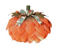Couronne de citrouille de ferme, décoration de porte d'entrée, festival de récolte d'automne, décoration d'intérieur, décoration murale à suspendre avec nœuds, baies orange, 40 x 40 x 5 cm (une)