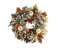 Couronne de citrouille d'Halloween artificielle pour décoration de porte | Comprend une couronne et une vigne au choix de 35 x 35 cm ou 40 x 40 cm pour s'adapter à n'importe quelle entrée ou espace