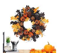 Couronne de citrouille d'Halloween pour porte d'entrée - Couronne d'automne de citrouille d'automne - Décoration colorée d'automne pour balcon, mur, pelouse, jardin, porche, fenêtre, maison