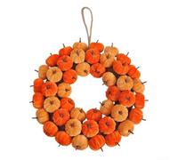 Couronne de citrouille en tissu artificiel conçue pour l'automne et Thanksgiving, avec mini citrouilles et légère à accrocher aux portes ou aux murs