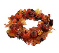 Couronne de Citrouille et Feuilles D'érable PVC Orange