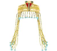 Couronne de Cléopâtre dorée pour femme, coiffe de reine pharaon avec pierres bleues, coiffe de serpent égyptien, adaptée pour le théâtre, les fêtes, les spectacles sur scène, les jeux de rôle