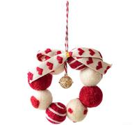 Couronne de cloche porte-bonheur en feutre de laine pour décoration festive de voiture et de maison, rouge - Ornement fait main avec symbole de prospérité - 10 cm de diamètre - Design léger (B)