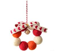 Couronne de cloche porte-bonheur en feutre de laine pour décoration festive de voiture et de maison, rouge - Ornement fait main avec symbole de prospérité - 10 cm de diamètre - Design léger (A)