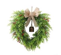 Couronne de cloches de Noël à suspendre avec nœud en toile de jute pour porte de vacances ou décoration murale dans la maison et le jardin
