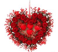 Couronne de cœur pour la Saint-Valentin, décoration de porte, mur, table, utilisée pour les mariages, les fêtes de Noël avec un aspect minimaliste élégant (E)