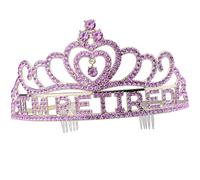 Couronne de dame de fête de retraite, couronne de décoration de retraite heureuse, diadème féminin de retraite en strass brillant, cadeau de retraite pour les femmes (rose)