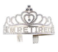 Couronne de dame de fête de retraite, couronne de décoration de retraite heureuse, diadème féminin de retraite en strass brillant, cadeau de retraite pour les femmes (Doré)