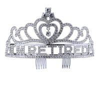 Couronne de dame de fête de retraite, couronne de décoration de retraite heureuse, diadème féminin de retraite en strass brillant, cadeau de retraite pour les femmes (argent)