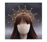Couronne de déesse du soleil Halo Bandeau Halo Bandeau drôle exagéré Couronne Halloween Sorcière Robe Accessoires pour cheveux (Golden Star)